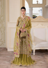 Olive Opulence – Green Embroidered Formal Ensemble